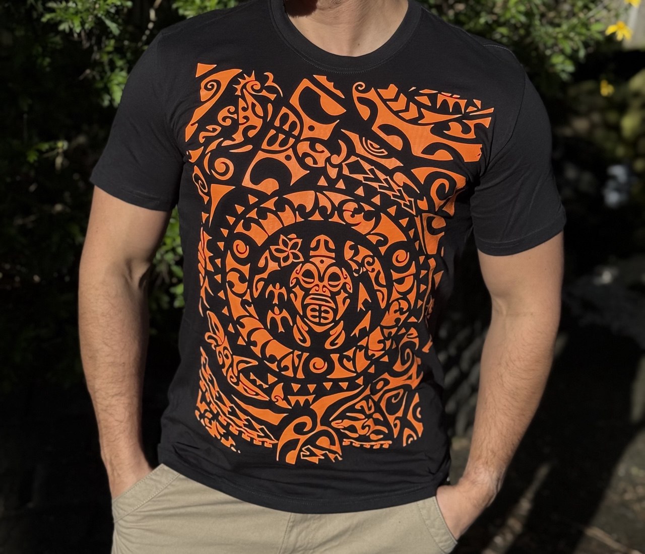 Tribal Manta Tee in burnt orange